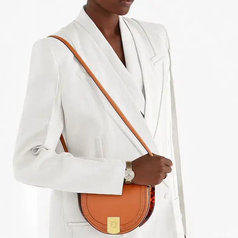 Cheap HOT In Fendi Moonlight Leather Logo Brown ROMA Calf Bag 0414